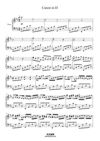 “Canon in D”钢琴谱-Johann Pachelbel-免费下载-天天钢琴