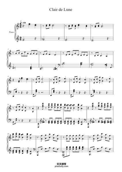 “Clair de Lune in D-flat Major, L. 75”钢琴谱-Debussy-免费下载-天天钢琴