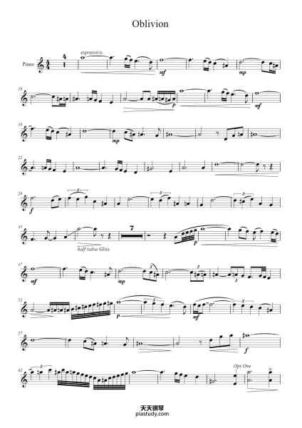 “Oblivion”钢琴谱-Astor Piazzolla Arr. Peter Campbell-免费下载-天天钢琴