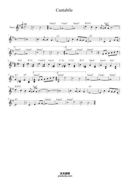 “Cantabile”钢琴谱-Michael Petrucciani-免费下载-天天钢琴
