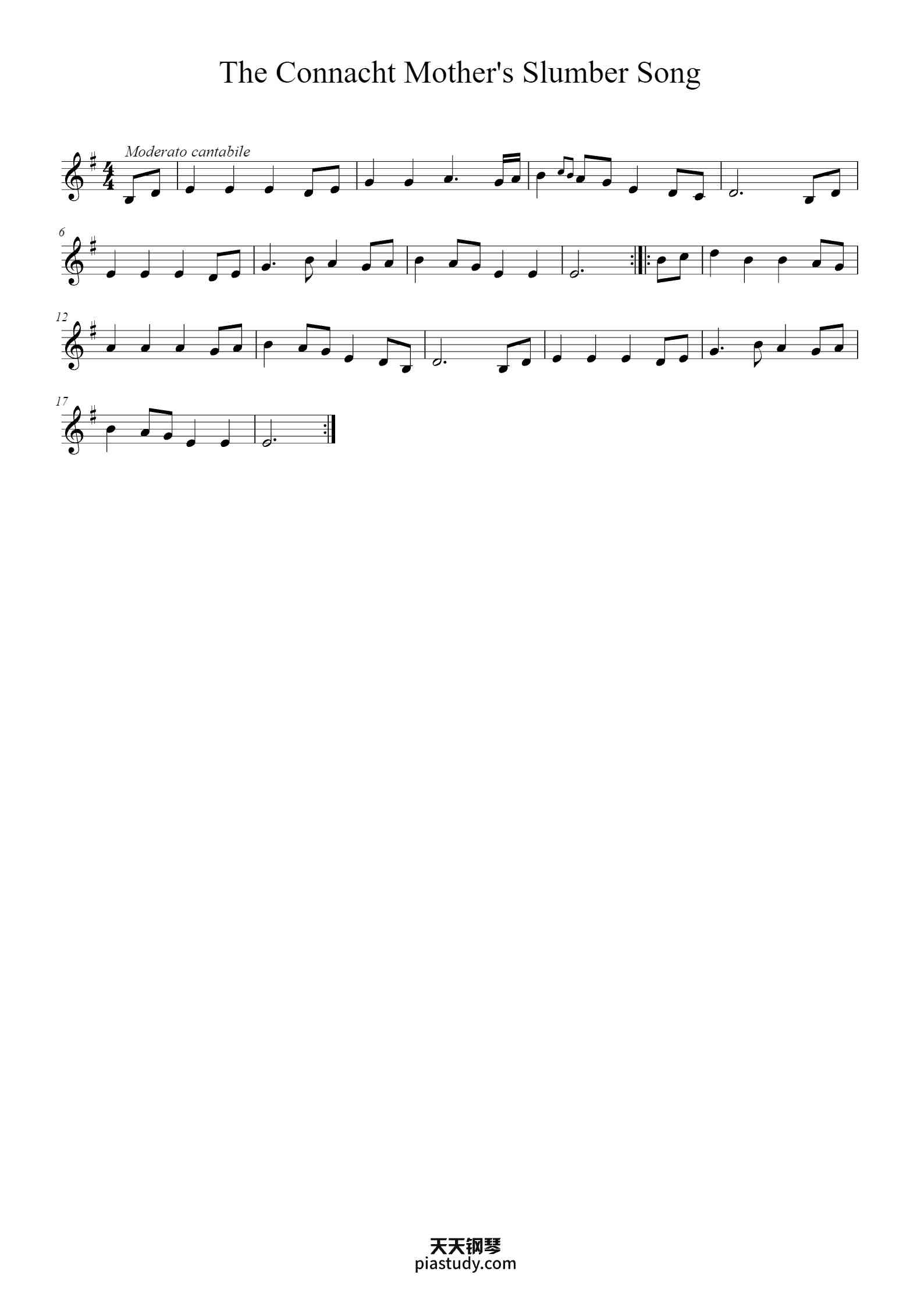 'The Connacht Mother's Slumber Song' - Piano Sheet Music By xxx | TOPiano