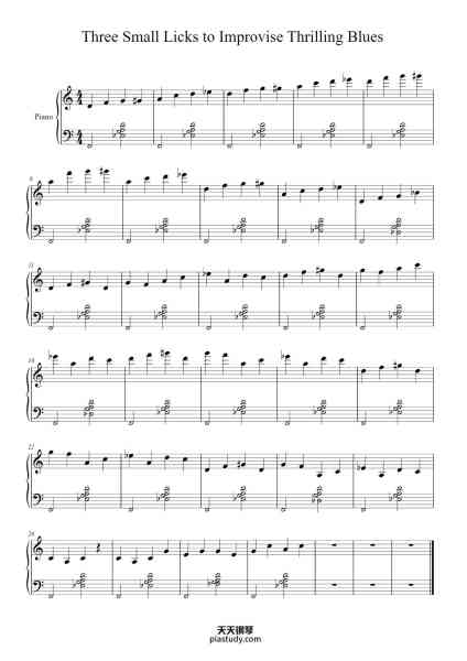 “Three Small Licks to Improvise Thrilling Blues”钢琴谱--免费下载-天天钢琴