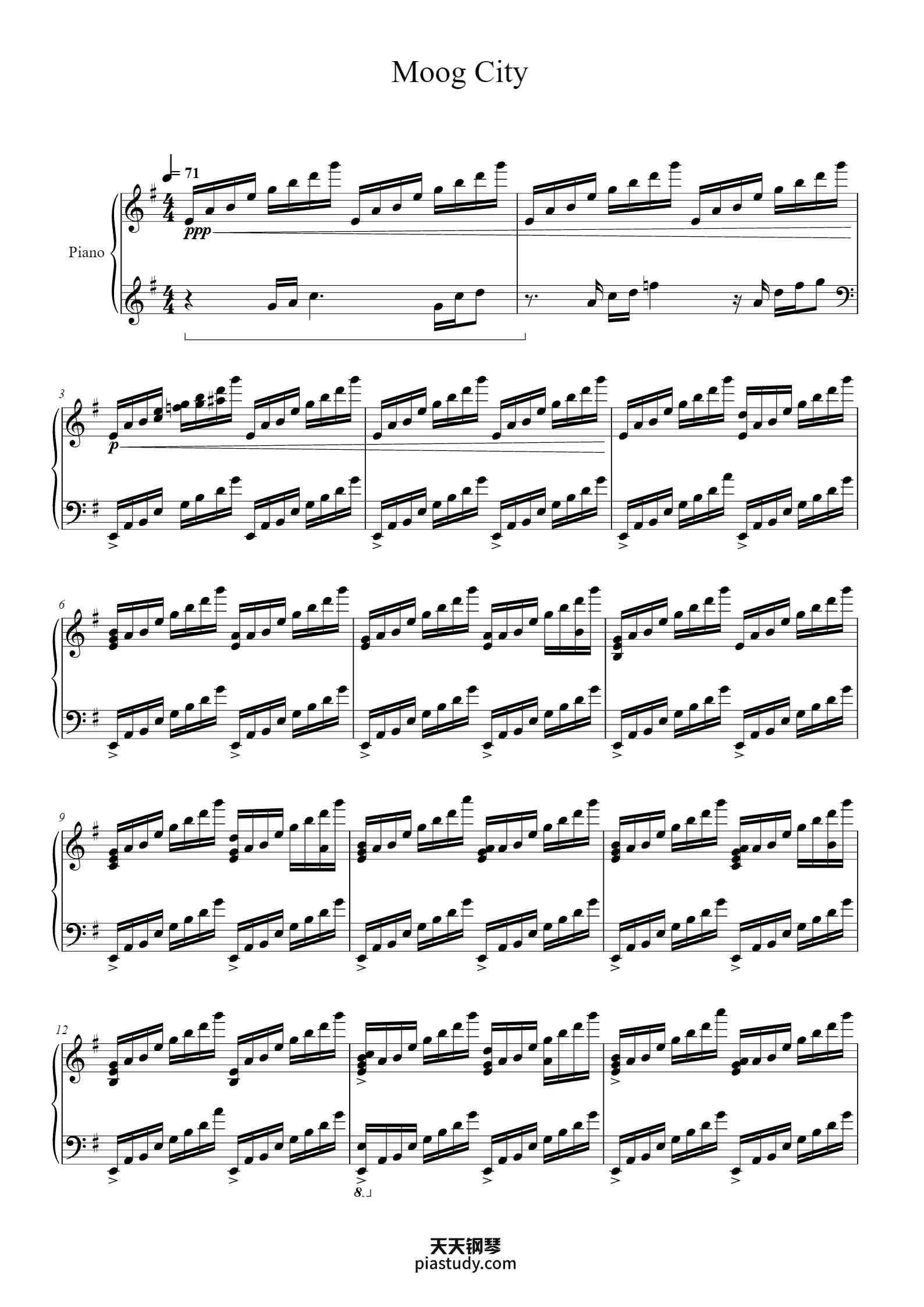 Moog City – C418钢琴谱 - C418 - free piano sheet music - PiaNoproblem