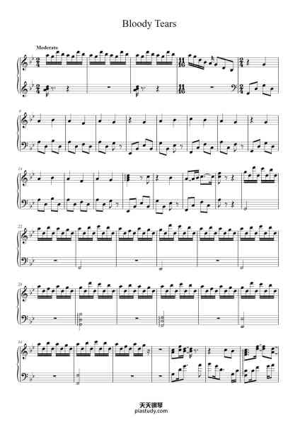 “Bloody Tears”钢琴谱-Kenichi Matsubara-免费下载-天天钢琴