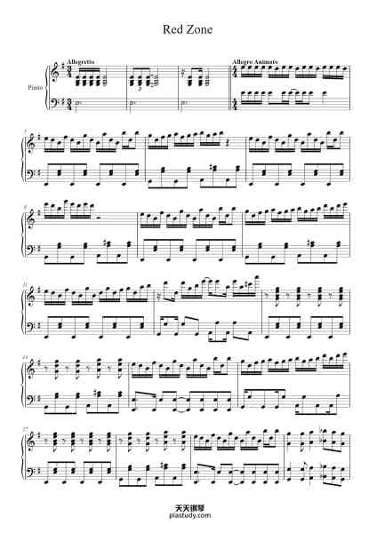 “Red Zone”钢琴谱-Composed by Tatsh & Naoki Arranged by Shazam S. Feng-免费下载-天天钢琴