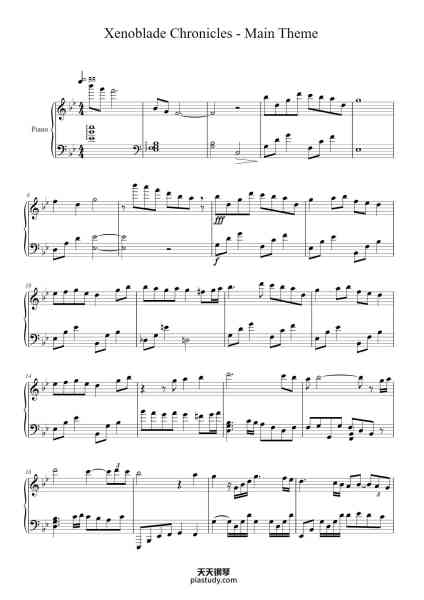“Xenoblade Chronicles - Main Theme (Piano Solo)”钢琴谱-Yoko Shiimamura-免费下载-天天钢琴