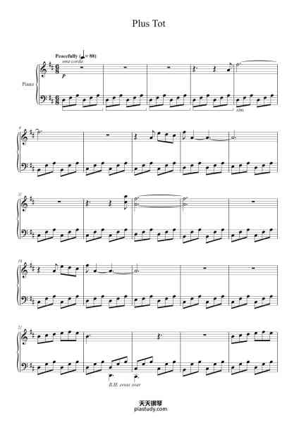 “Plus Tot”钢琴谱-Music by Alexandra Streliski
Transcribed by machonacho44
Arranged by S. Leong Cowie
-免费下载-天天钢琴