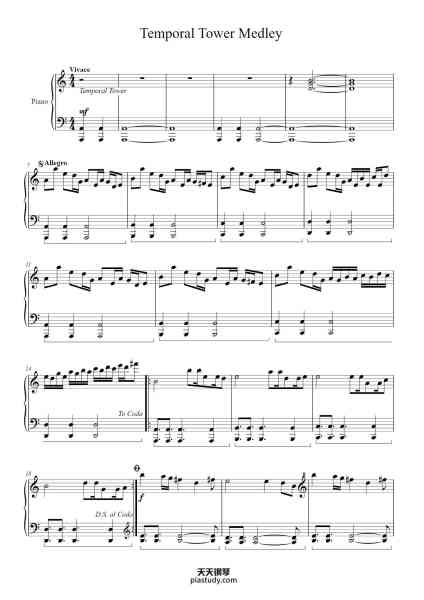 “Temporal Tower Medley”钢琴谱-Songs composed by Arata Iiyoshi-免费下载-天天钢琴