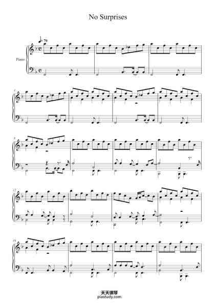 “No Surprises”钢琴谱-Radiohead-免费下载-天天钢琴