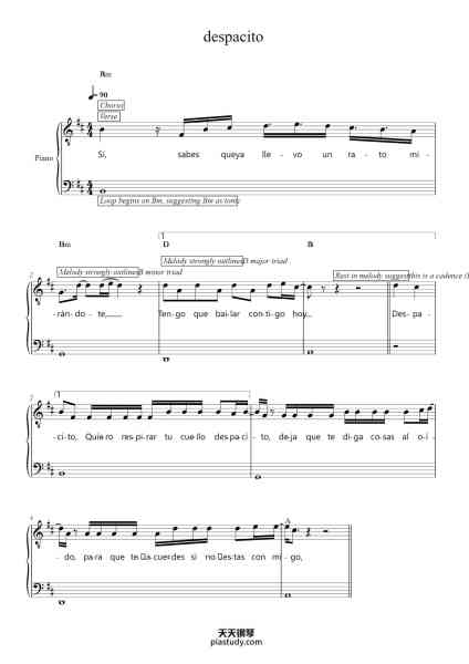 “despacito”钢琴谱-Luis Fonsi-免费下载-天天钢琴