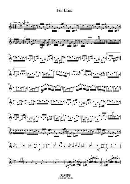 “Bagatelle No. 25 in A Minor "Für Elise", WoO 59”钢琴谱-Beethoven-免费下载-天天钢琴