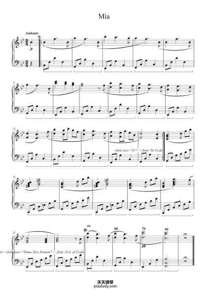 “Mia - Original Piano Solo”钢琴谱-Arthur Breur-免费下载-天天钢琴