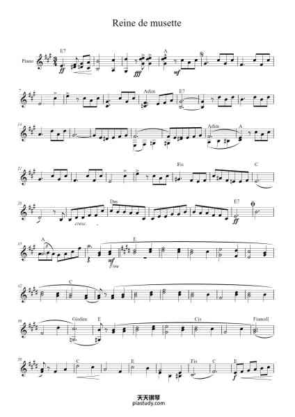 “Reine de musette”钢琴谱-Jean Peyronin-免费下载-天天钢琴