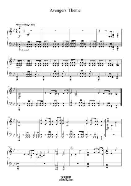 “Avengers' Theme”钢琴谱-Composed by
ALAN SILVESTRI-免费下载-天天钢琴