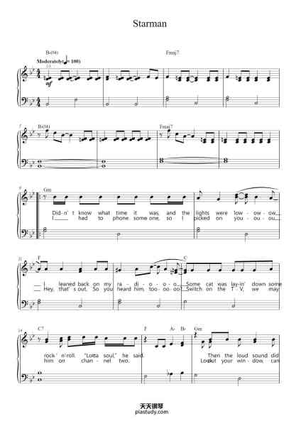 “Starman”钢琴谱-Words and Music by
DAVID BOWIE-免费下载-天天钢琴