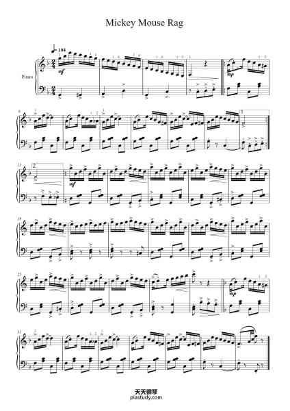 “Mickey Mouse Rag”钢琴谱-Manfred Schmitz-免费下载-天天钢琴