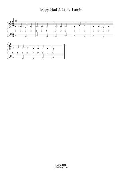 “Mary Had A Little Lamb”钢琴谱-Misc Traditional-免费下载-天天钢琴