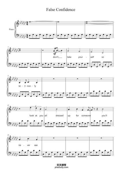 “False Confidence”钢琴谱-Noah Kahan
Arranged by Krystal Jean
-免费下载-天天钢琴