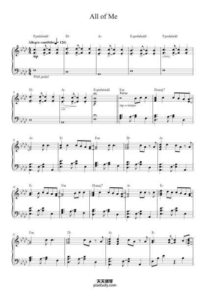 “All of Me”钢琴谱-Words and Music by JOHN STEPHENS
and TOBY GAD
Arranged by The Theorist-免费下载-天天钢琴