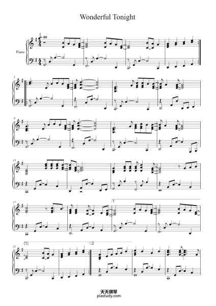 “Wonderful Tonight”钢琴谱-Eric Clapton-免费下载-天天钢琴