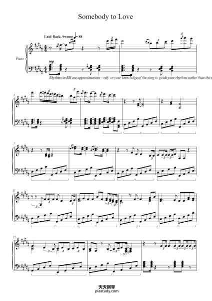 “Somebody to Love”钢琴谱-Composers:미친감성, KZ, ANTIK, 
이윤진, CLEF CREW 
-免费下载-天天钢琴