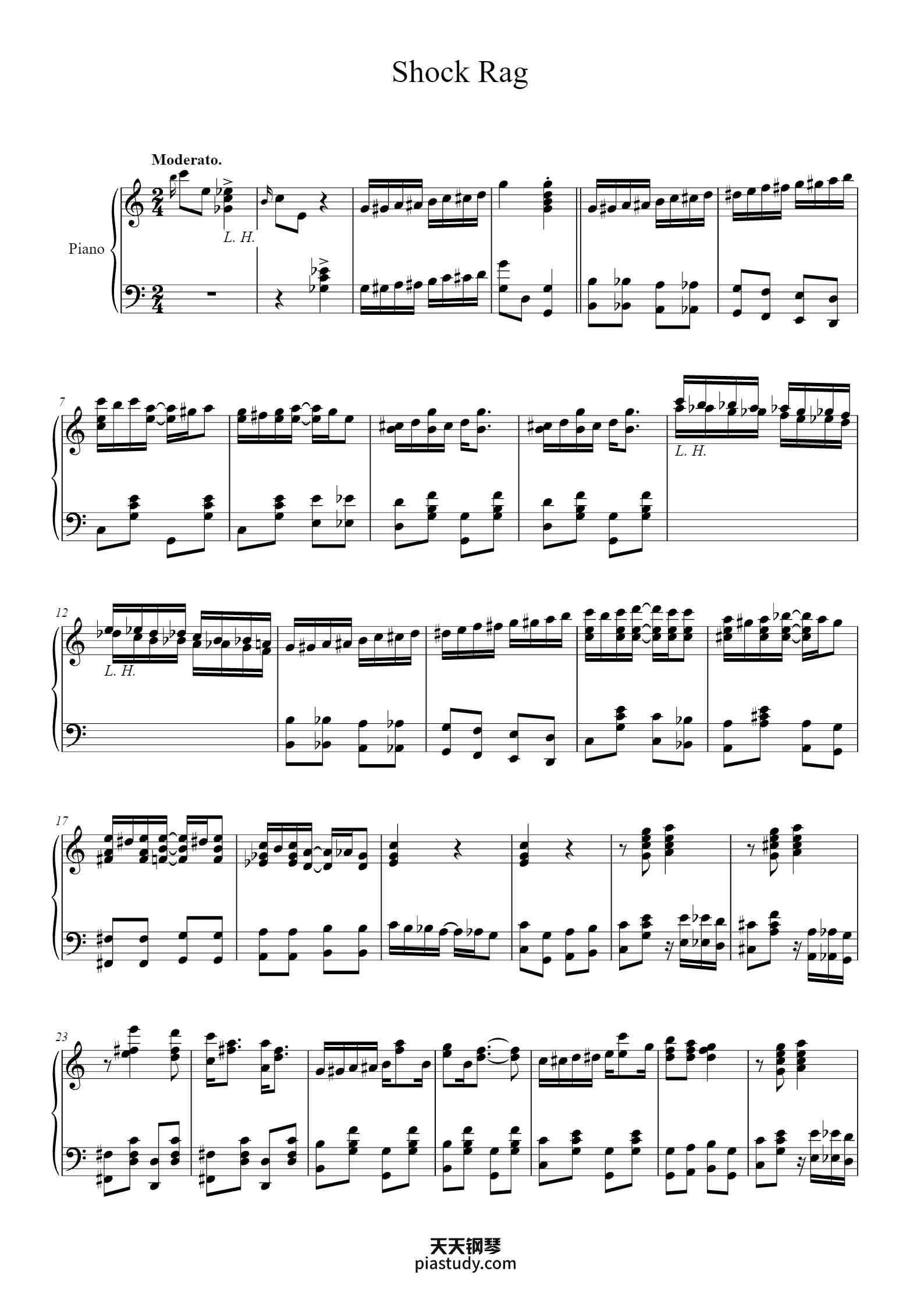 'Shock Rag' - Piano Sheet Music By Elmer Olson | TOPiano