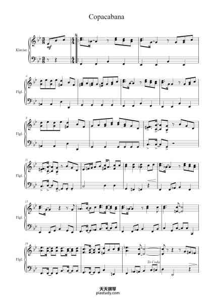 “Copacabana”钢琴谱-Barry Manilow-免费下载-天天钢琴