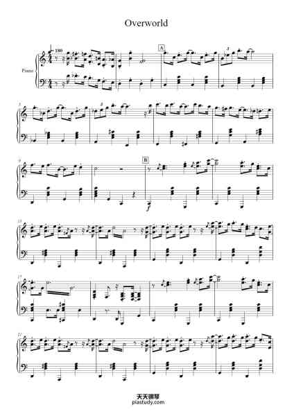 “Super Mario Bros. 2 - Overworld (Piano)”钢琴谱-Koji Kondo-免费下载-天天钢琴