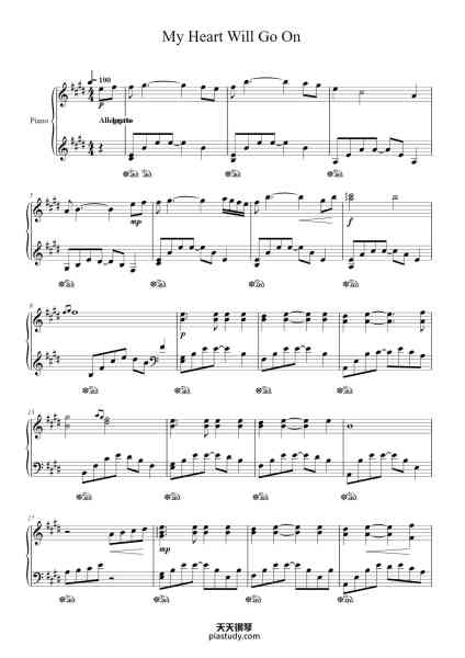 “My Heart Will Go On（我心永恒）——泰坦尼克号主题曲”钢琴谱-James Horner-免费下载-天天钢琴