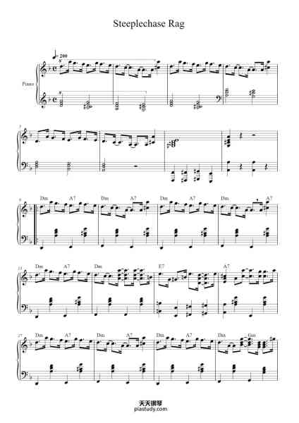 “Steeplechase Rag”钢琴谱-James P Johnson-免费下载-天天钢琴