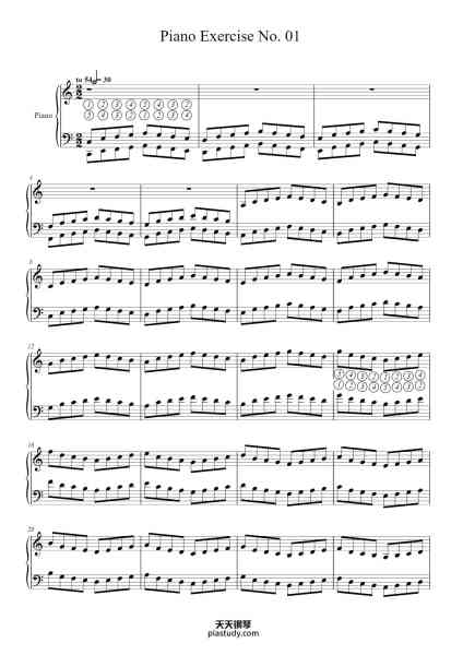 “Piano Exercise No. 01”钢琴谱-Charles-Louis Hanon-免费下载-天天钢琴