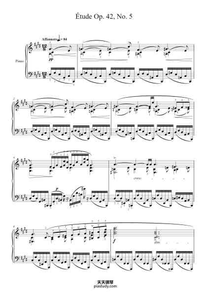 “Étude in D♯ Minor, Op. 42, No. 5”钢琴谱-A. Scriabin-免费下载-天天钢琴