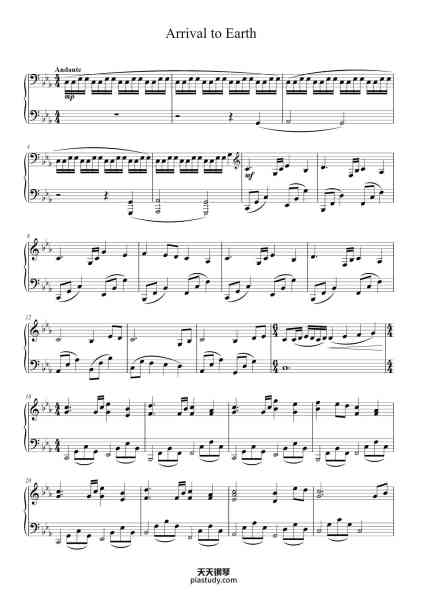 “Arrival to Earth”钢琴谱-Steve Jablonsky-免费下载-天天钢琴
