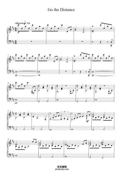 “Go the Distance”钢琴谱-Music by ALAN MENKEN
Lyrics by DAVID ZIPPEL-免费下载-天天钢琴