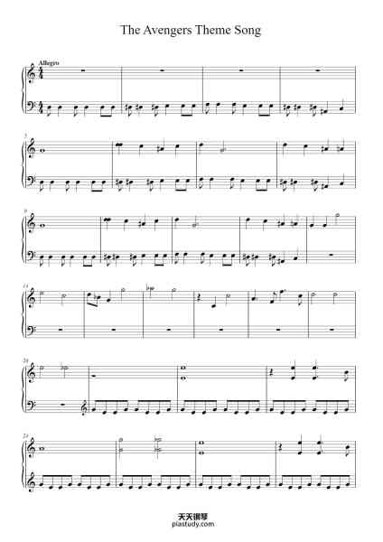 “The Avengers Theme Song”钢琴谱-Alan Silvestri-免费下载-天天钢琴