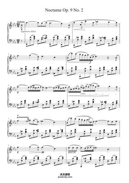 “Nocturne in E-flat Major, Op. 9, No. 2”钢琴谱-Frédéric Chopin
-免费下载-天天钢琴