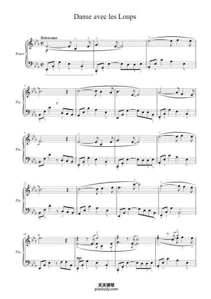 “Danse avec les Loups”钢琴谱-John Barry Arrangement: Vincent Charrier-免费下载-天天钢琴