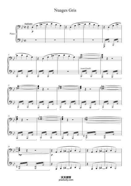“Nuages Gris, S. 199”钢琴谱-Franz Liszt
(1811–1886)
-免费下载-天天钢琴