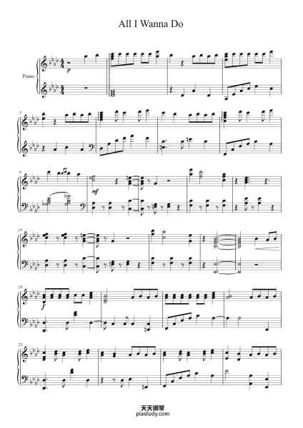 “All I Wanna Do”钢琴谱-Arr. by Savanna Moody-免费下载-天天钢琴