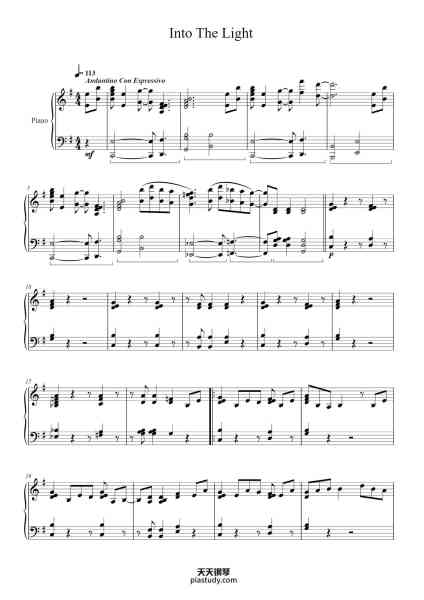 “Into The Light”钢琴谱-Toru Minegishi 
arr. Quentin Dupont
-免费下载-天天钢琴