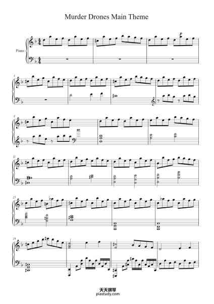 “Murder Drones Main Theme”钢琴谱-AJ DiSpirito-免费下载-天天钢琴