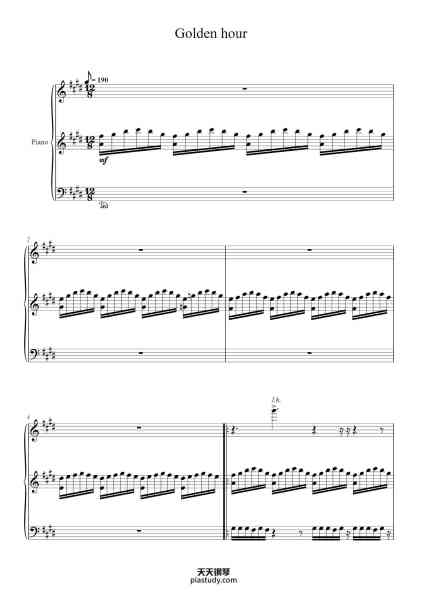 “Golden hour”钢琴谱-JVKE/Nathaniel Ng-免费下载-天天钢琴