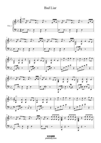 “Bad Liar”钢琴谱-Vk.com/pianox-免费下载-天天钢琴