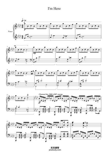 “I'm Here”钢琴谱-Composed by Tomoya Ohtani-免费下载-天天钢琴