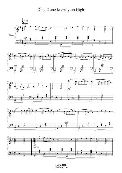 “Ding Dong Merrily on High”钢琴谱-George Ratcliffe Woodward-免费下载-天天钢琴