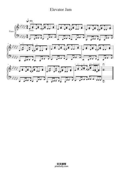 “Elevator Jam”钢琴谱-Jontier-免费下载-天天钢琴