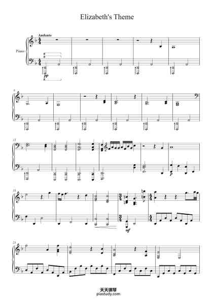“Elizabeth's Theme”钢琴谱-Garry Schyman-免费下载-天天钢琴