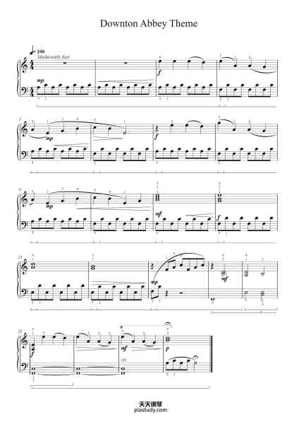“Downton Abbey Theme”钢琴谱-John Lunn-免费下载-天天钢琴
