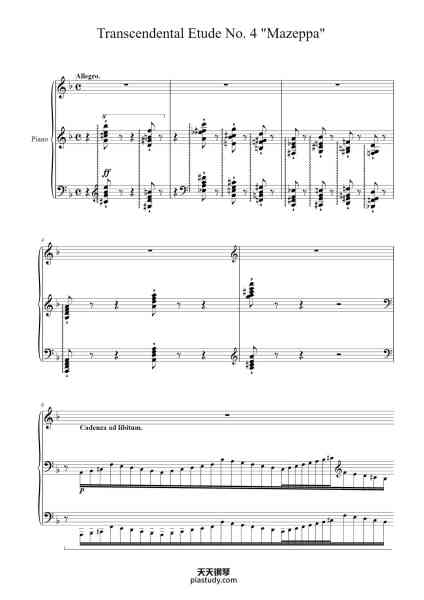 “Transcendental Etude No. 4 "Mazeppa"”钢琴谱-Franz Liszt-免费下载-天天钢琴