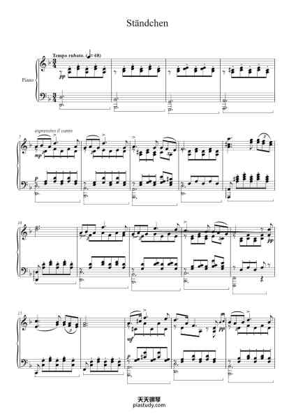 “ - Ständchen”钢琴谱-Schubert Liszt-免费下载-天天钢琴